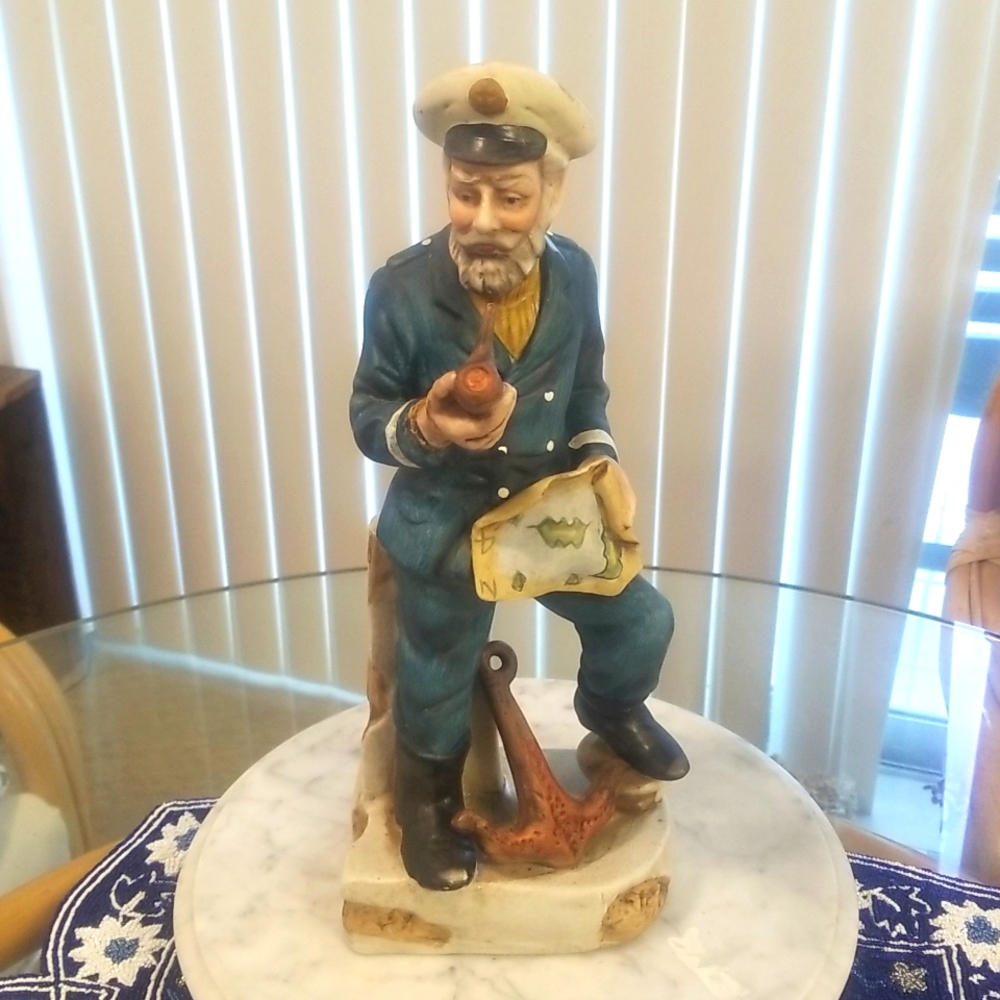 Ship Captain Old Man Of The Sea Nautical Figurine Ceramic 14"